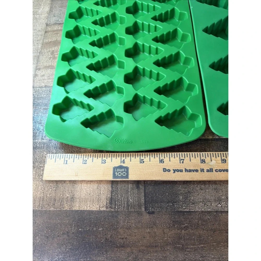 Lot of 2 Wilton Christmas Tree Silicone Molds Green Holiday Baking Candy Molds